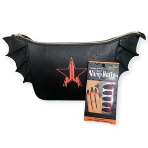 Jeffree Star Black Bat Wing Clutch & Fright Night Vamp Nails Red Black Ombré
